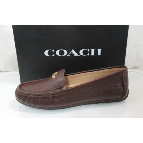 Coach Marley Leather Driver Moccasin Slip On Loafer Shoes Comfort Brown Size 6